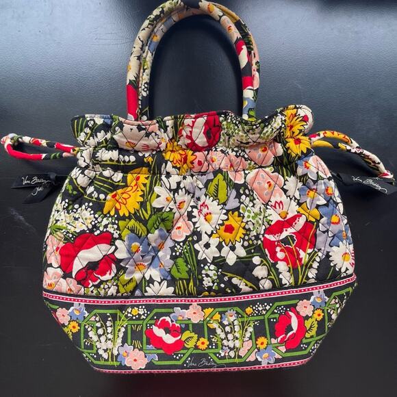 Vera Bradley Poppy Fields Drawstring Purse Top Handle Y2K Tote Mini Bag Flowers - Picture 2 of 14